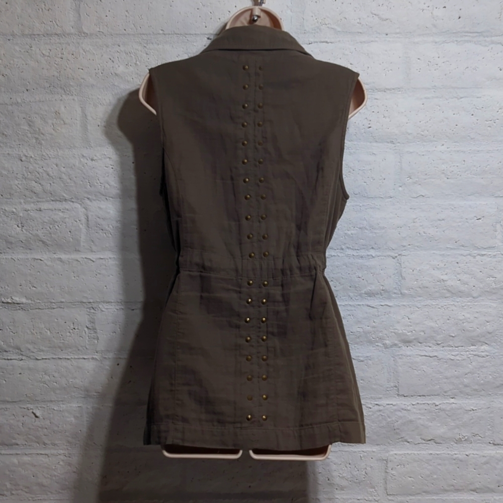Democracy Olive Green Cargo Utility Multi Pocket Safari Vest Small - Picture 3 of 8
